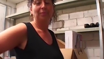 A Curvy Mature Woman Gets Intimate With A Younger Man In A Storage Room