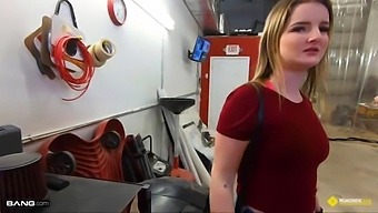 A Busty Blonde Uses Reverse Cowgirl To Pay For Car Repair