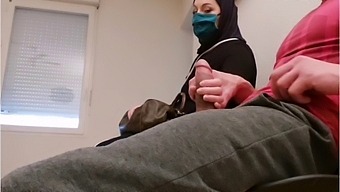 A Voyeuristic Physician Installs A Clandestine Camera In His Reception Area, Awaiting To Capture This Muslim Woman'S Illicit Activity With An Empty French Condom.