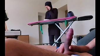 He Reveals His Penis To The Muslim Maid In Surprise!