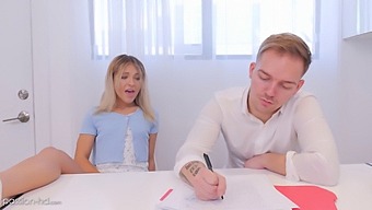 A Face-Fucked Coed Experiences Intense Pussy Fuck By Her Tutor