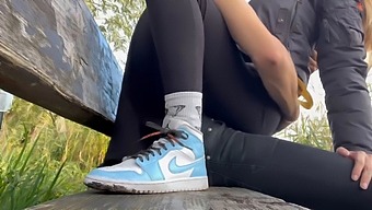 Young And Sexy Blonde Indulges In Public Intimacy In A Park